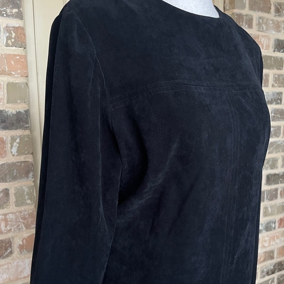 2 Pc Pantsuit Edgy Black Sueded Fabric Button Back 90’s Positive Attitude Size 8 - Picture 2 of 12